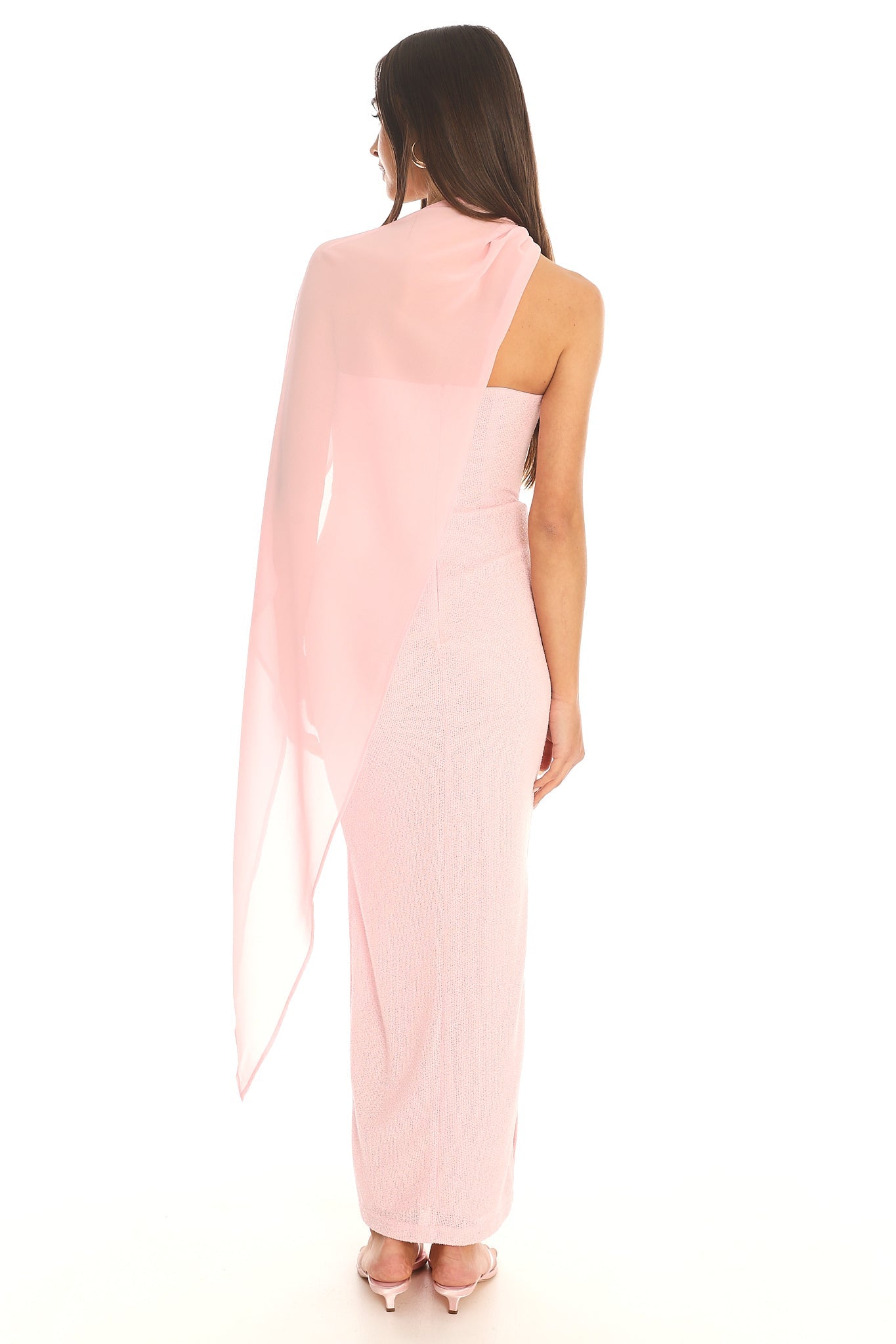 Pearlina Strapless Scarf Maxi Dress Pink