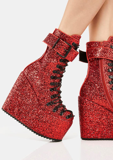 Red Glitter Traitor Boots