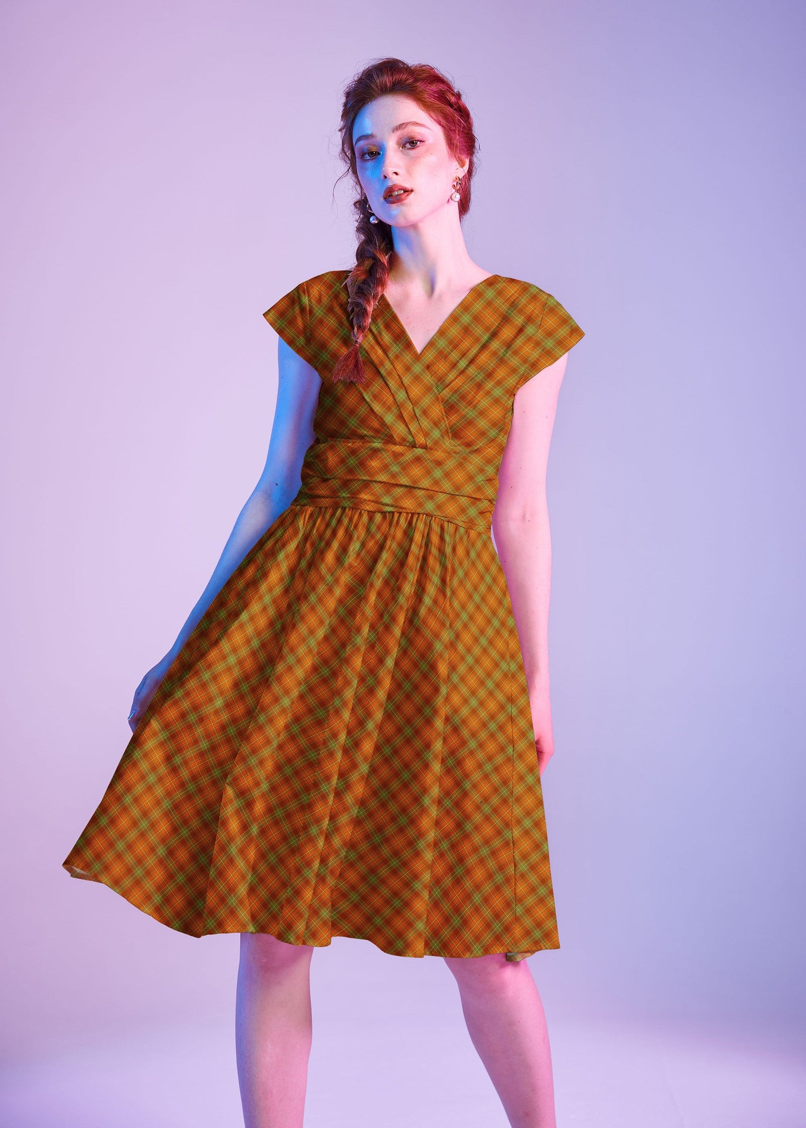 Orange Plaid Greta Dress