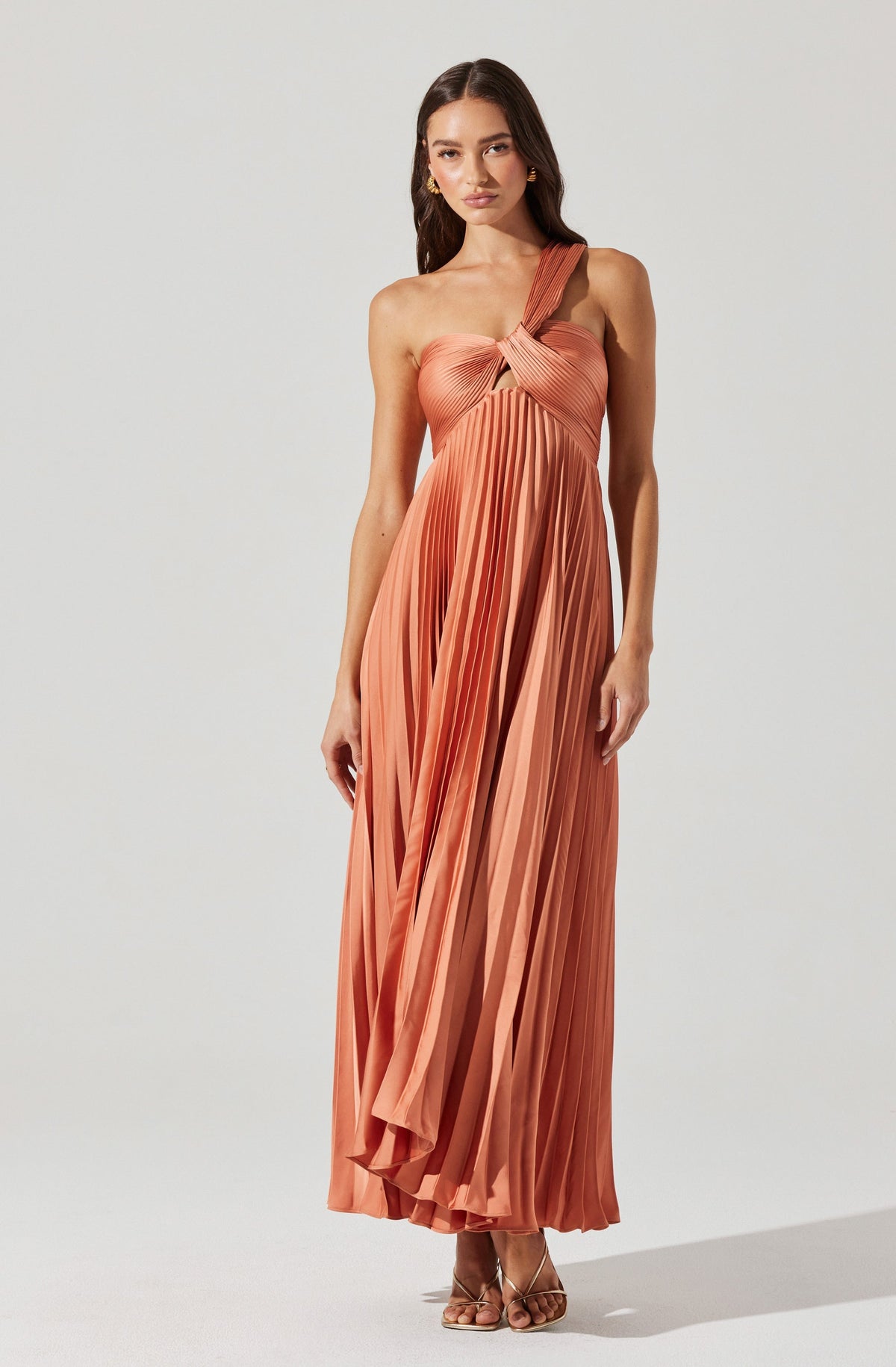 Rasya One-Shoulder Pleated Maxi Dress