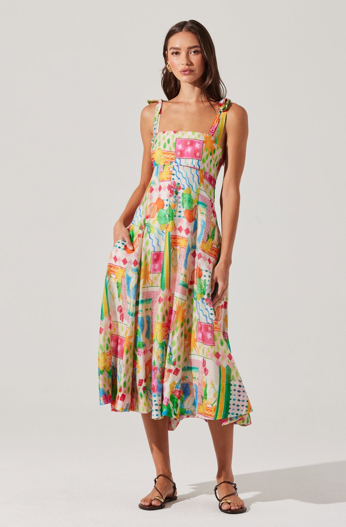 Shiann Patchwork Print Midi Dress