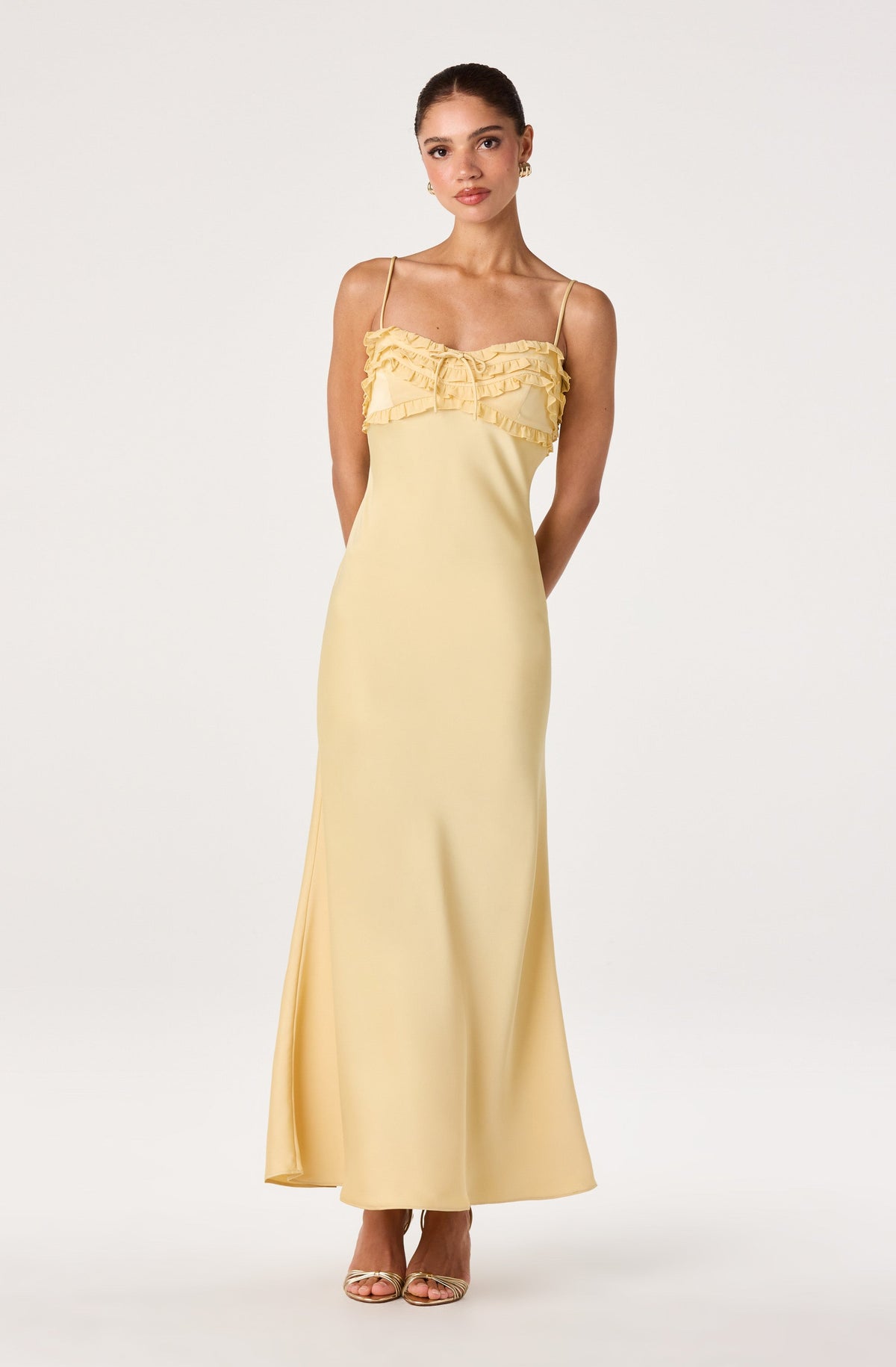 Jade Ruffle Trim Maxi Dress