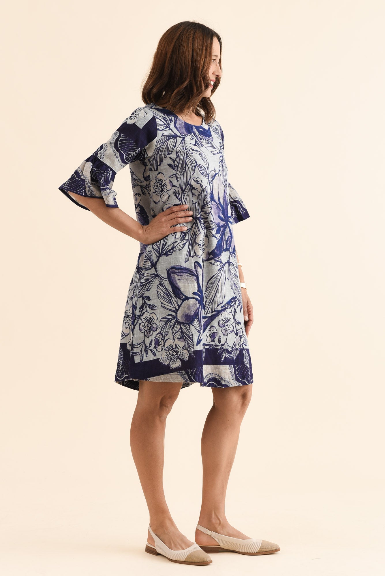 Act Blue Floral Cotton Ruffle Dress