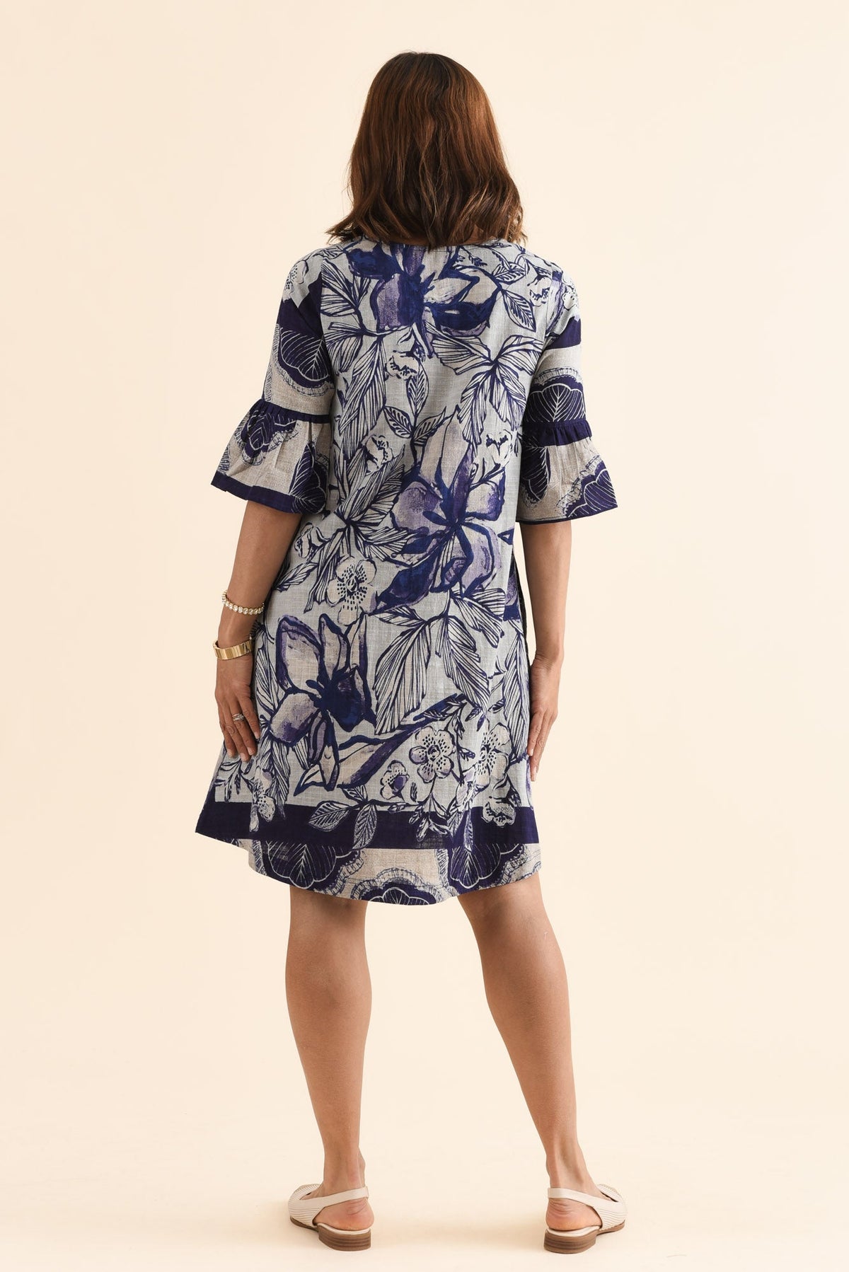 Act Blue Floral Cotton Ruffle Dress