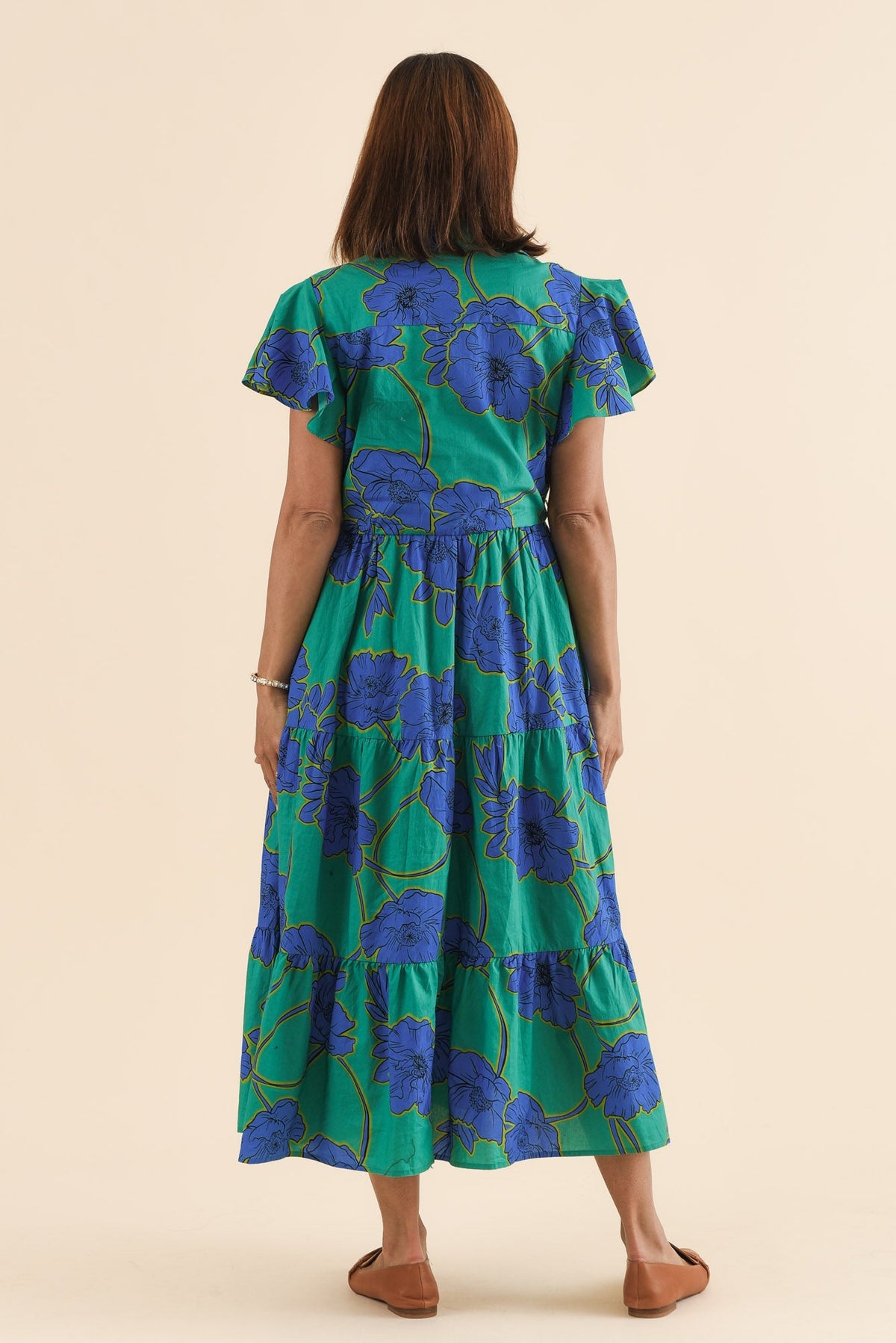 Alice Cobalt Floral Cotton Tiered Dress
