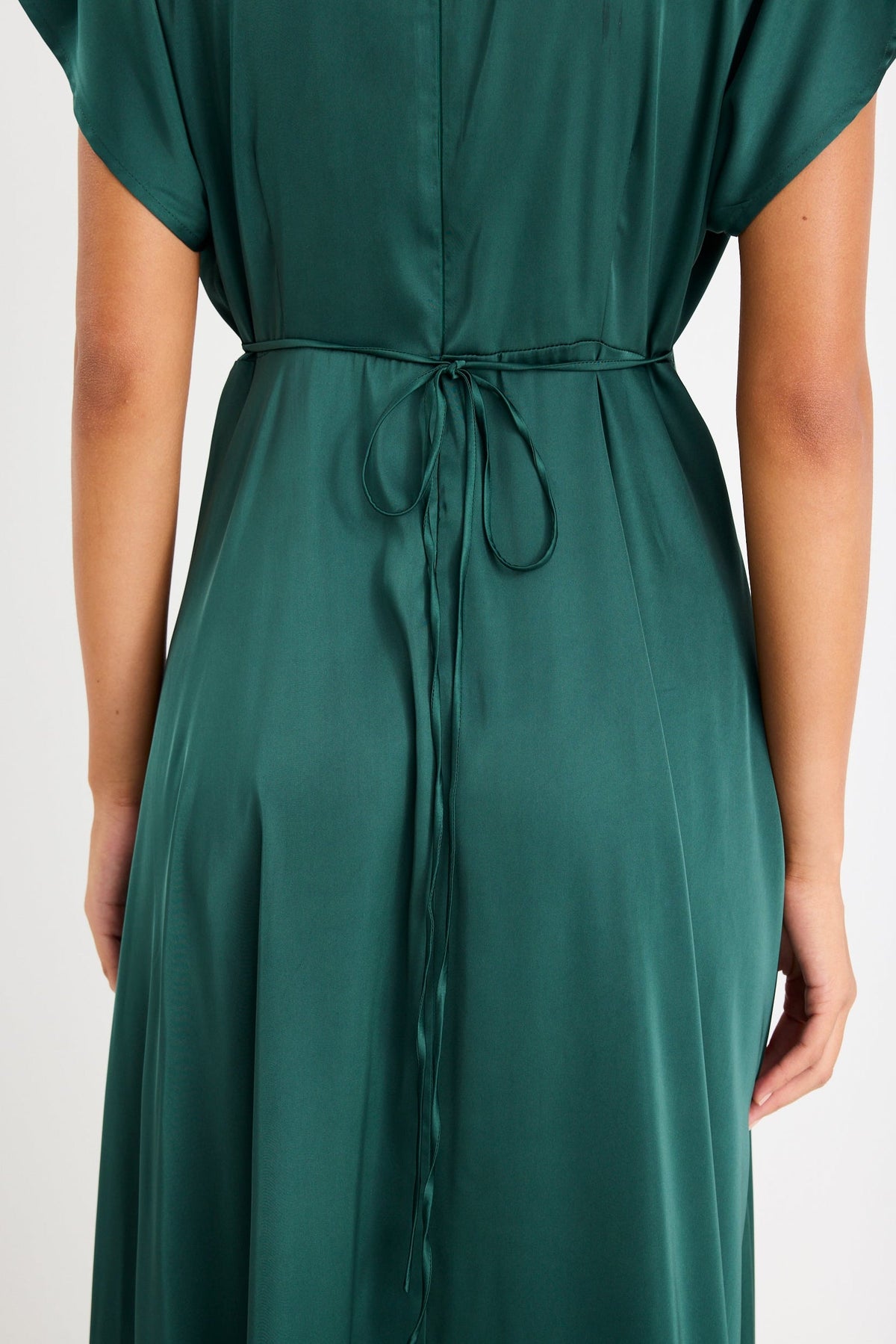 Ambiance Forest Satin Short Sleeve Maxi Dress