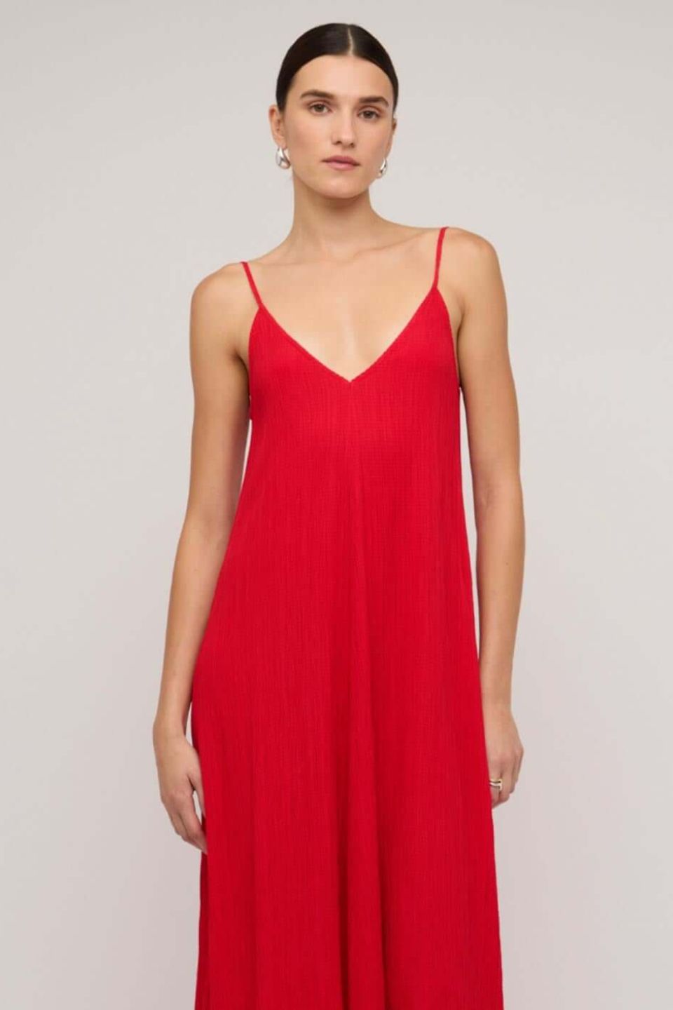 Amira Red Strappy Textured Maxi Dress