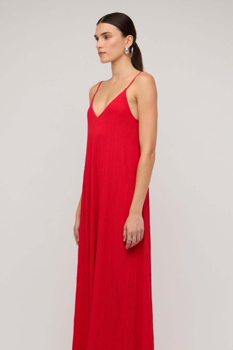 Amira Red Strappy Textured Maxi Dress