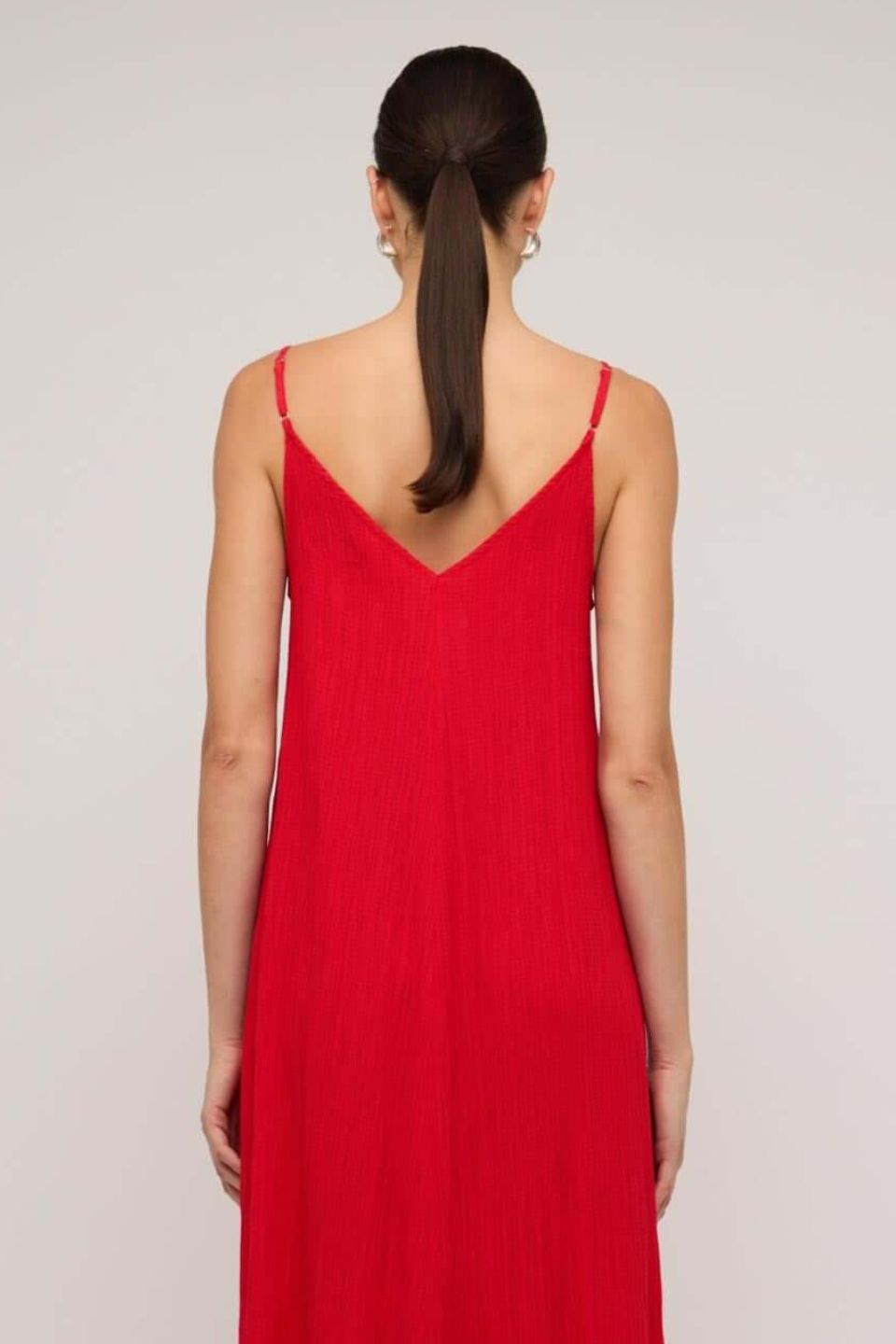 Amira Red Strappy Textured Maxi Dress