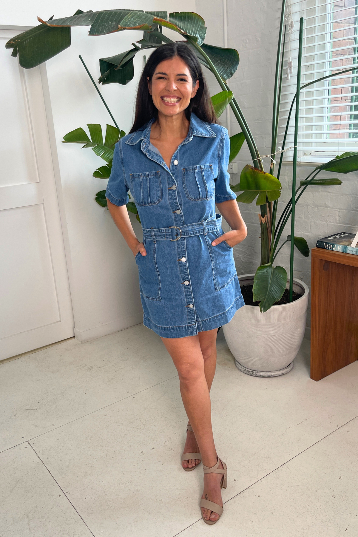 Amoret Shirt Dress in Mid Blue Denim
