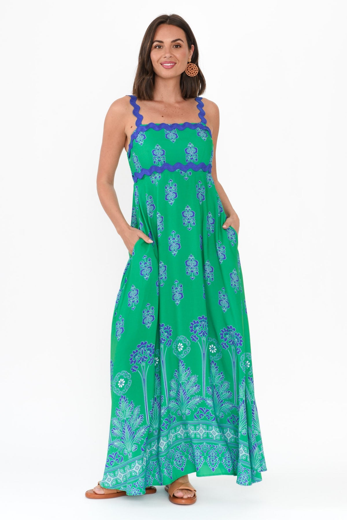 Annalise Green Mosaic Maxi Dress