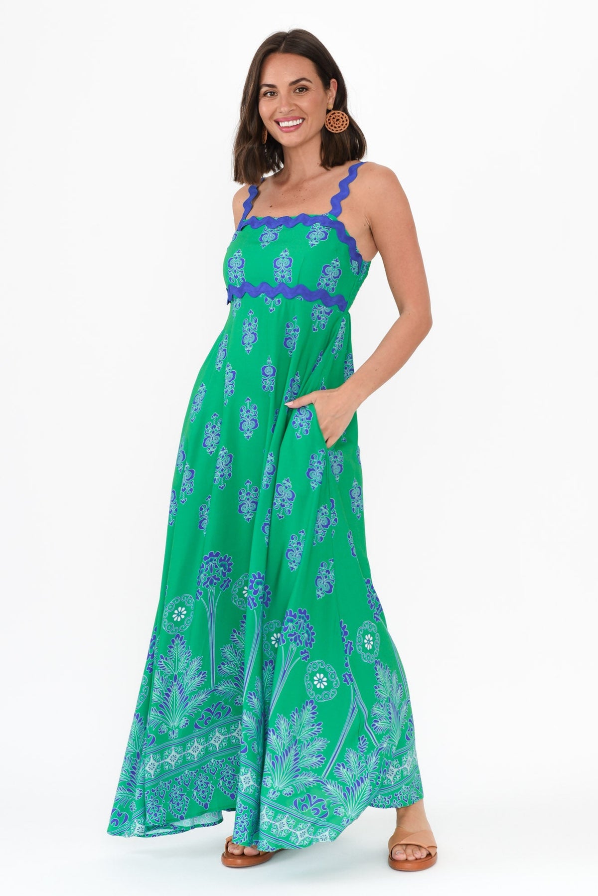Annalise Green Mosaic Maxi Dress