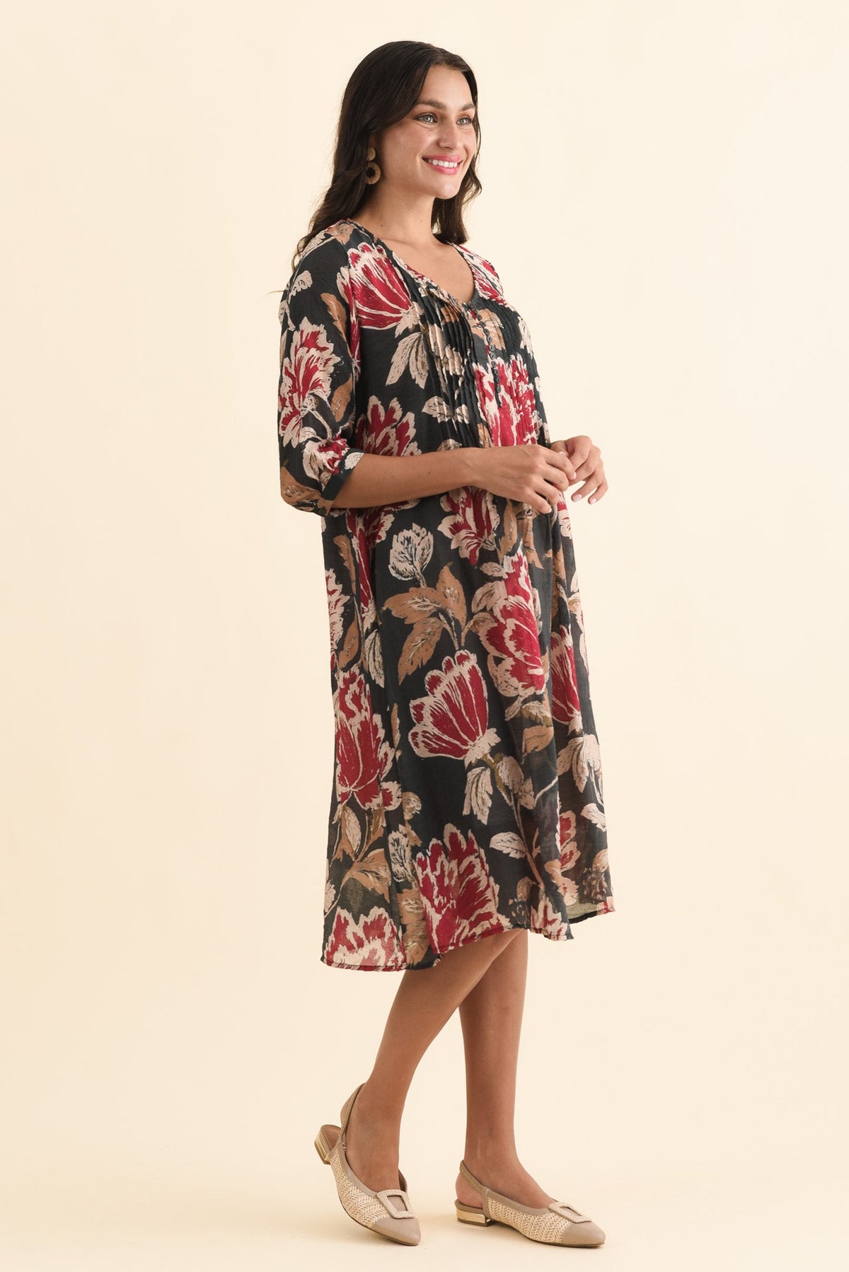 Arcadia Green Floral Button Dress