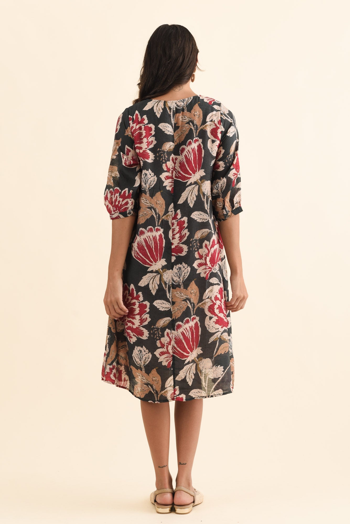 Arcadia Green Floral Button Dress