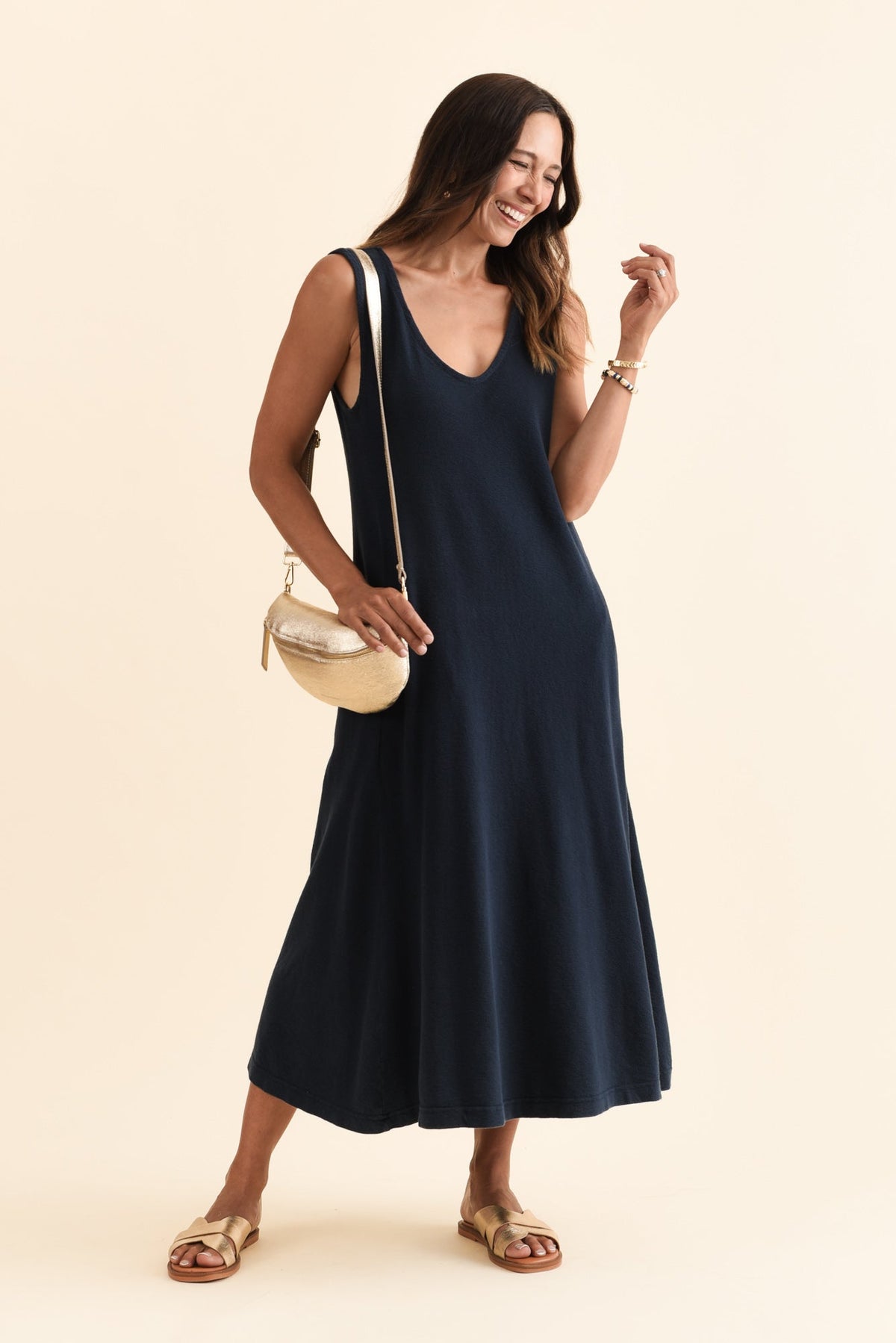 Aspen Navy Pocket Sleeveless Dress