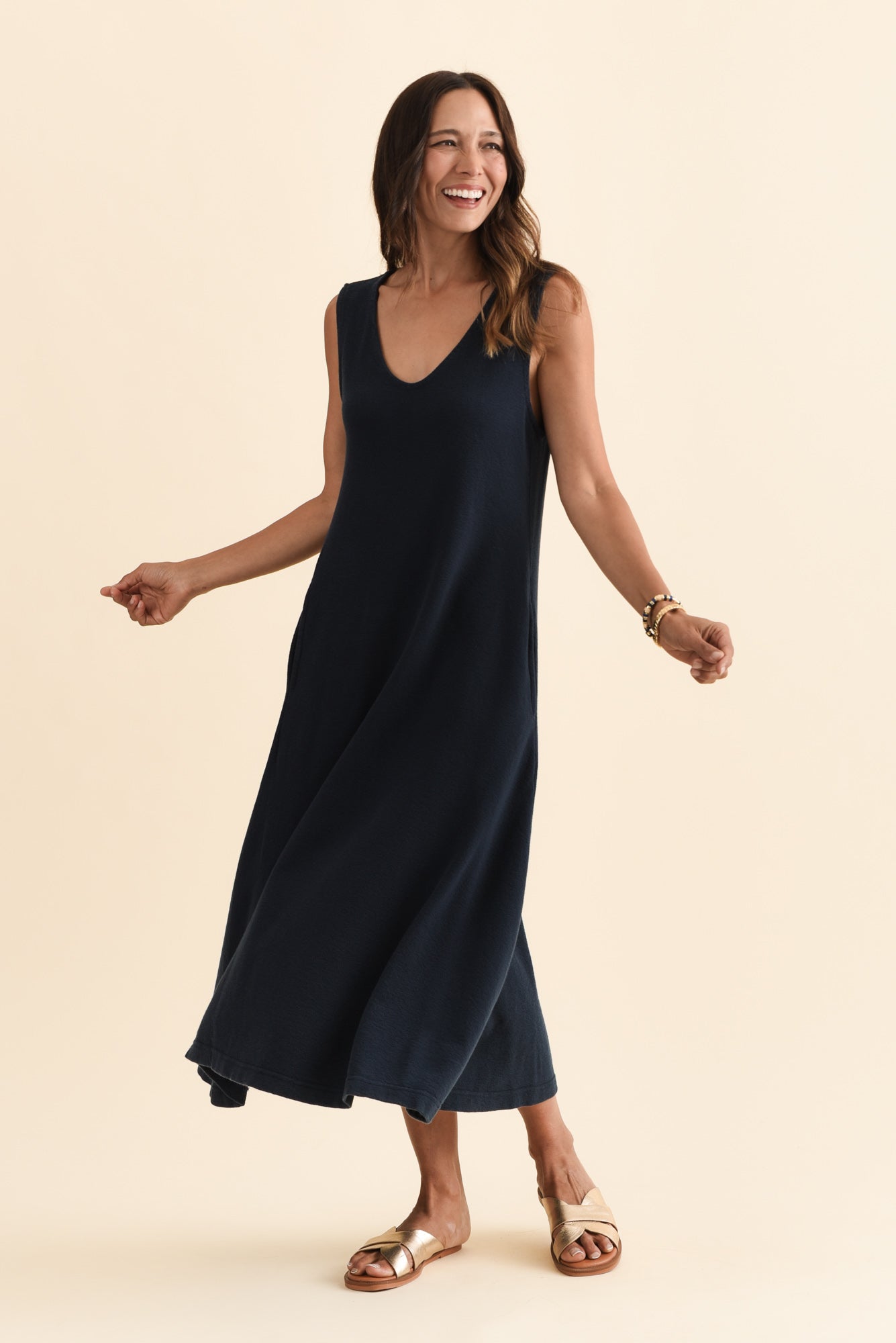 Aspen Navy Pocket Sleeveless Dress