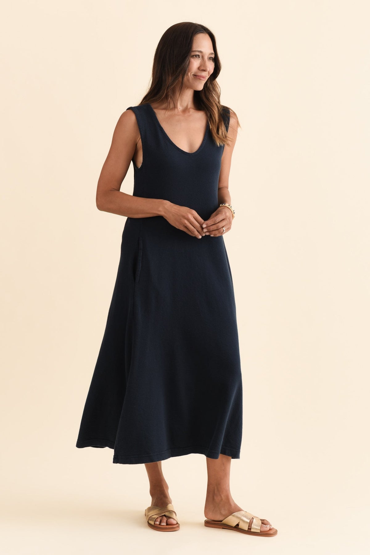 Aspen Navy Pocket Sleeveless Dress