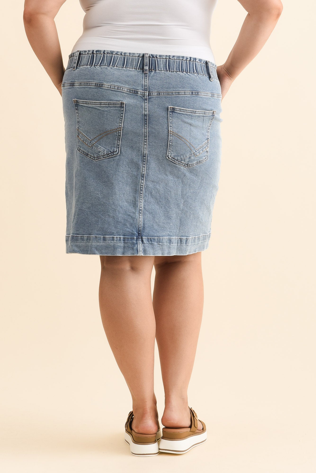 Atlas Blue Denim Stretch Skirt