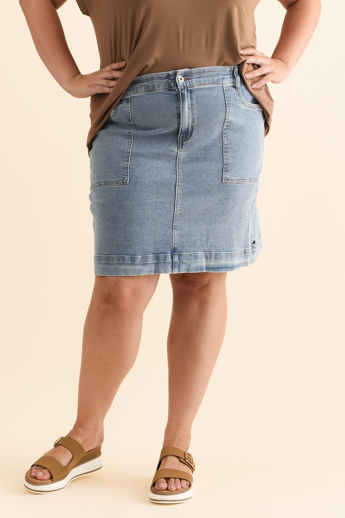 Atlas Blue Denim Stretch Skirt