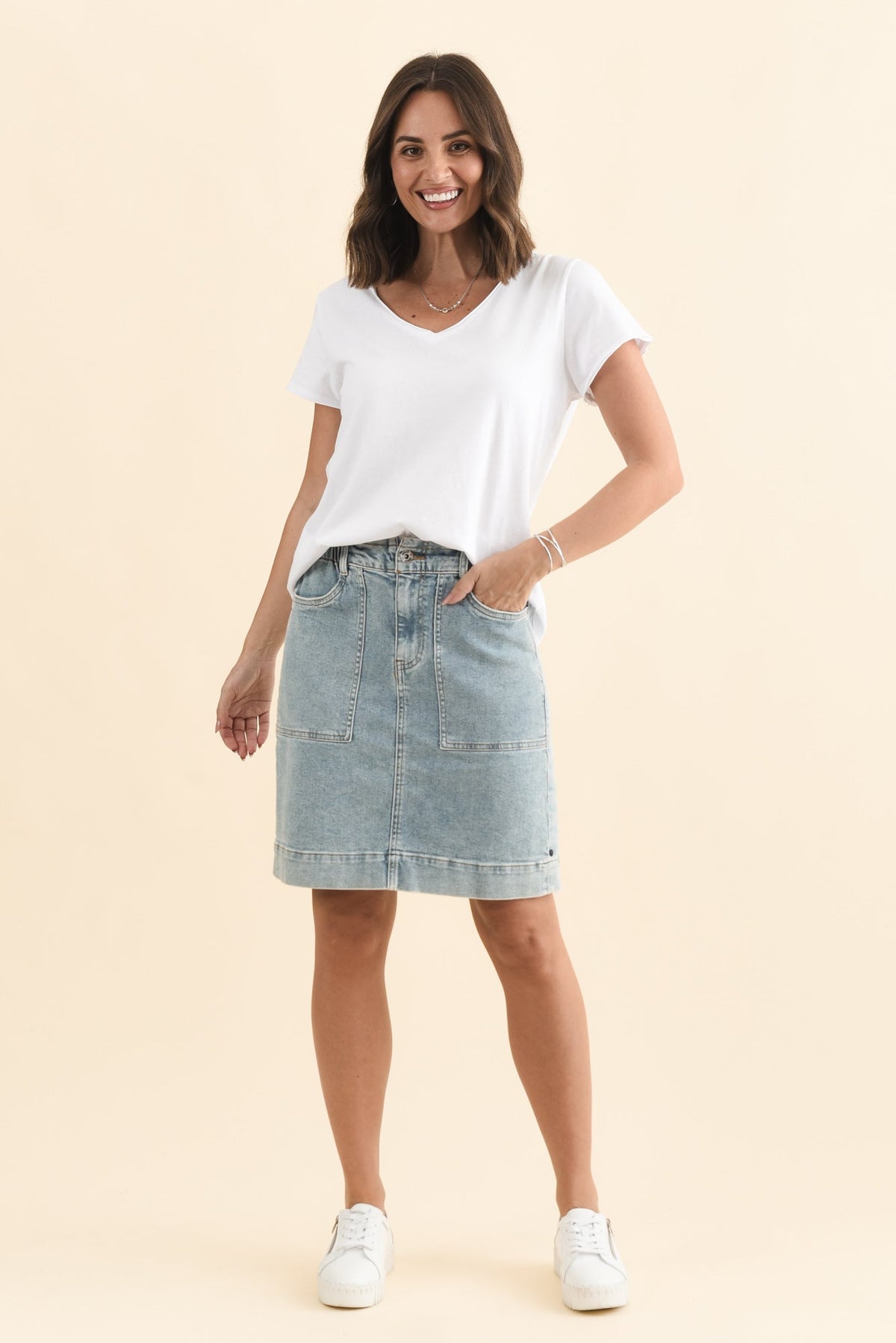 Atlas Blue Denim Stretch Skirt