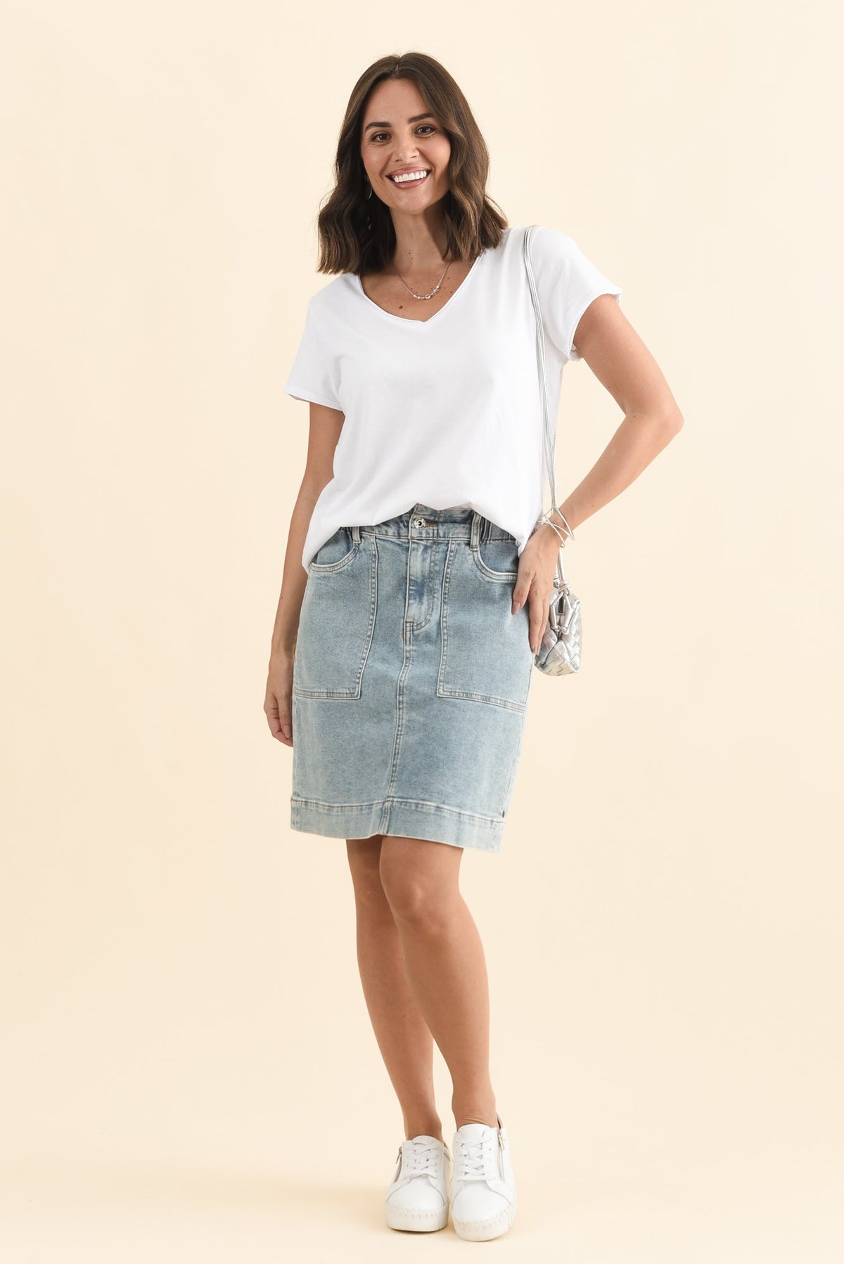 Atlas Blue Denim Stretch Skirt