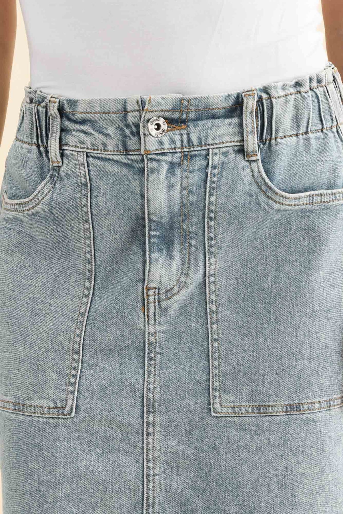 Atlas Blue Denim Stretch Skirt