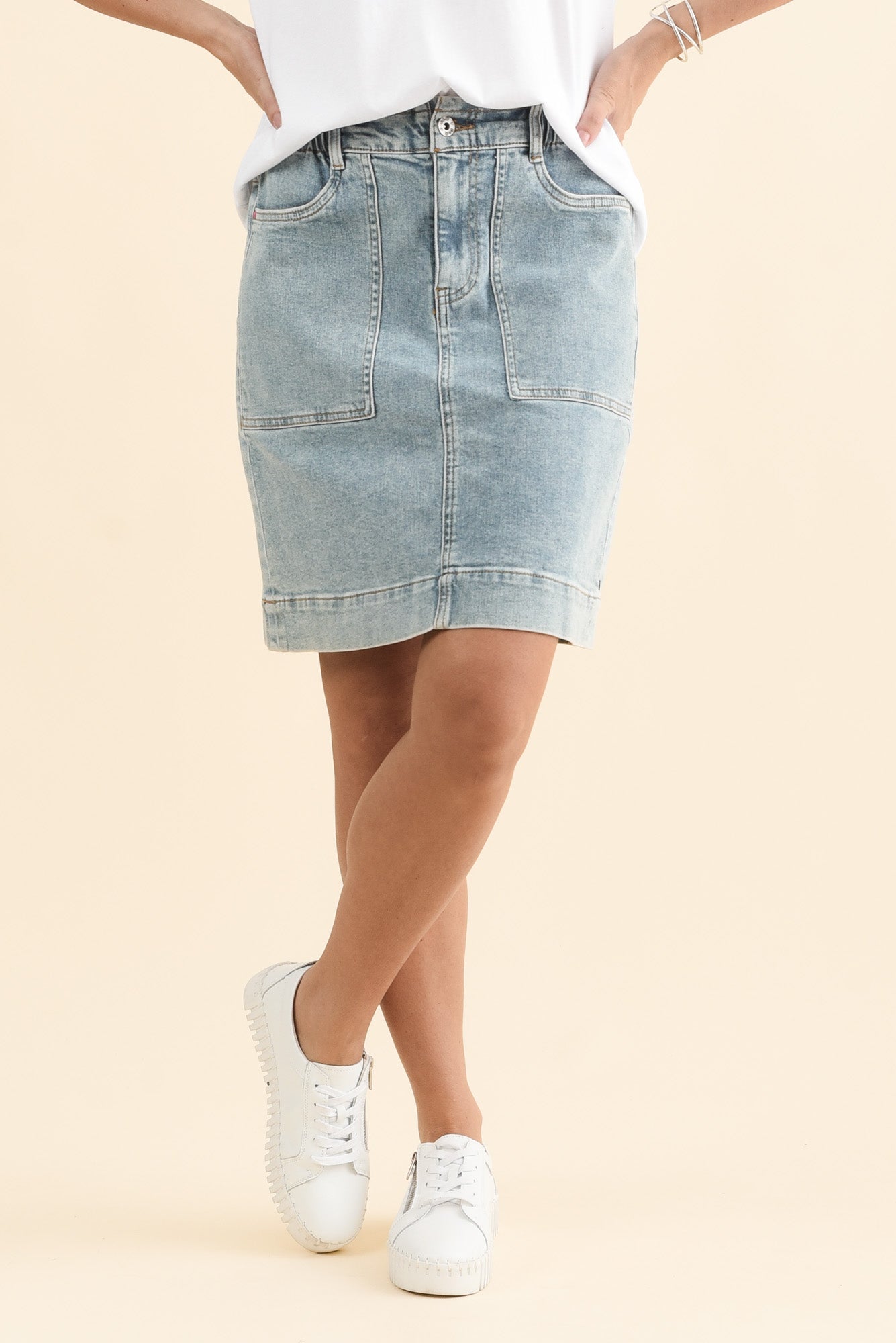 Atlas Blue Denim Stretch Skirt