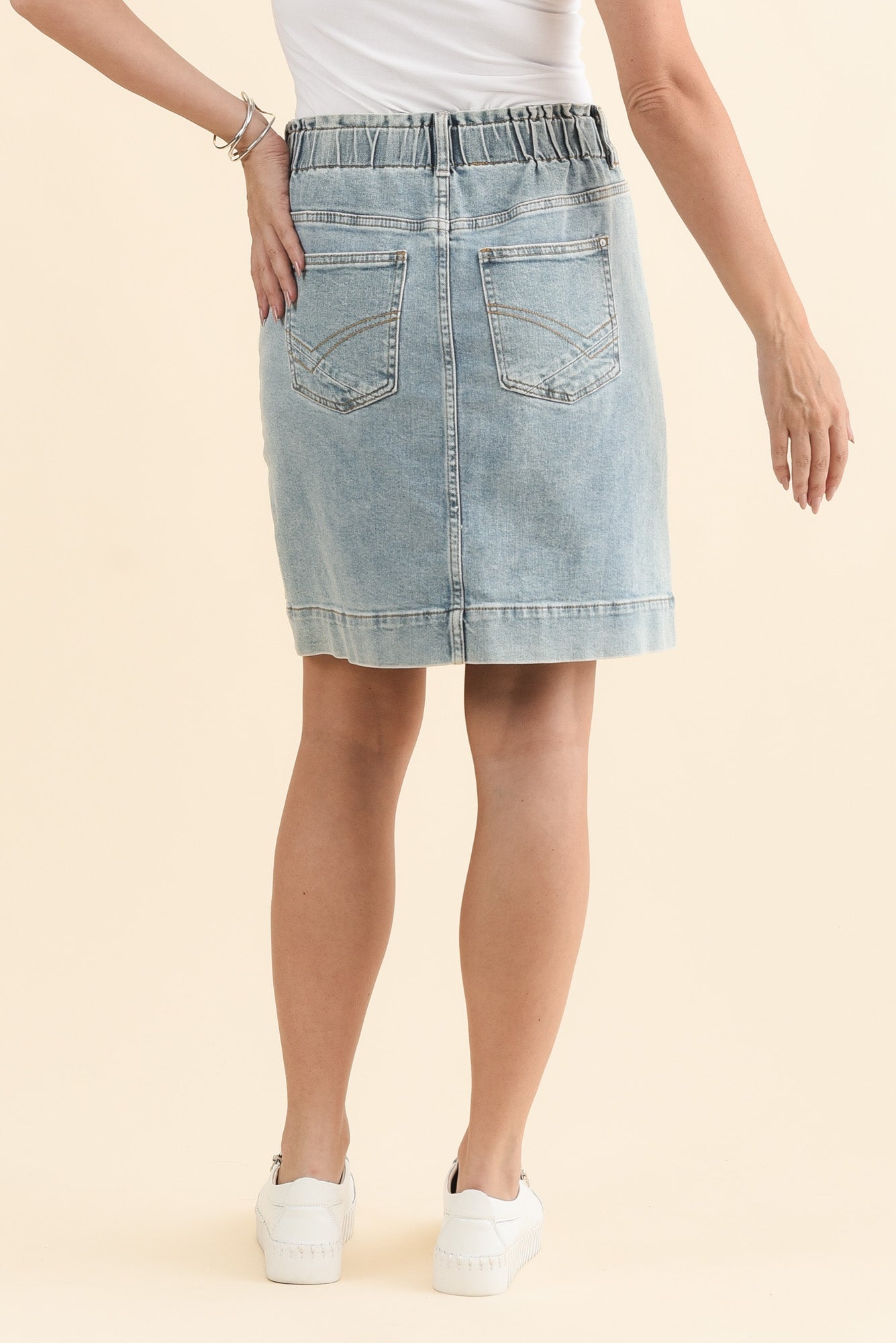 Atlas Blue Denim Stretch Skirt