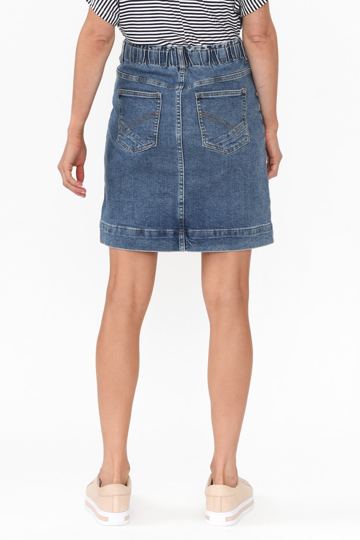 Atlas Dark Blue Denim Stretch Skirt