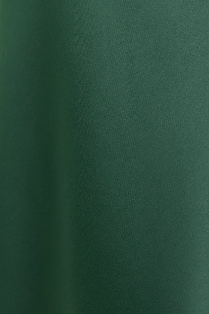 Aura Forest Satin Puff Short Sleeve Bias Midi Dress