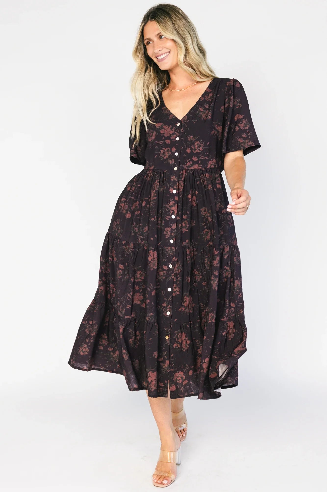 Annelise Midi Dress | Deep Plum Floral