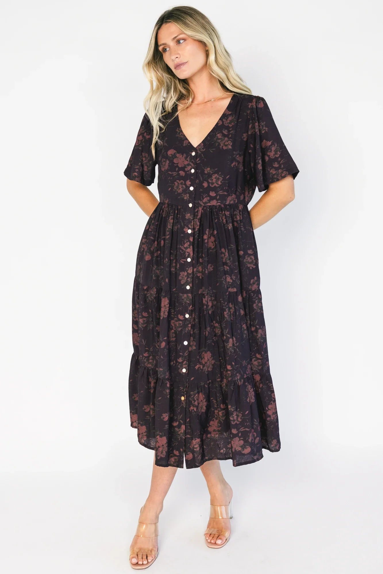 Annelise Midi Dress | Deep Plum Floral