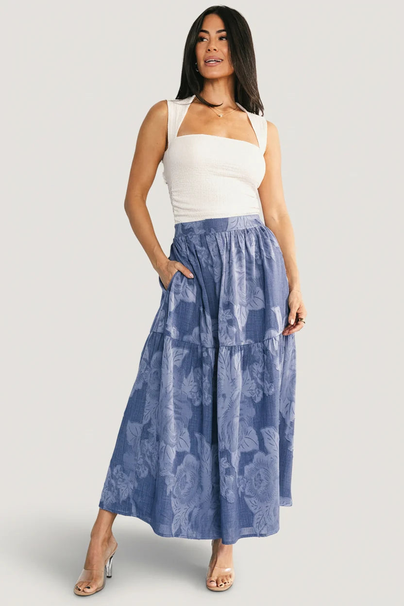 Alejandra Midi Skirt | Blue Floral