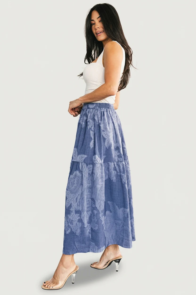 Alejandra Midi Skirt | Blue Floral