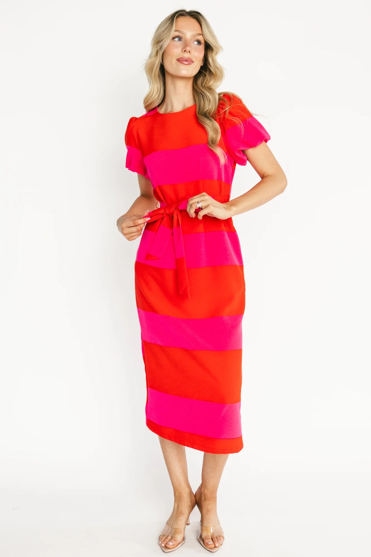 Andi Striped Midi Dress | Red + Pink