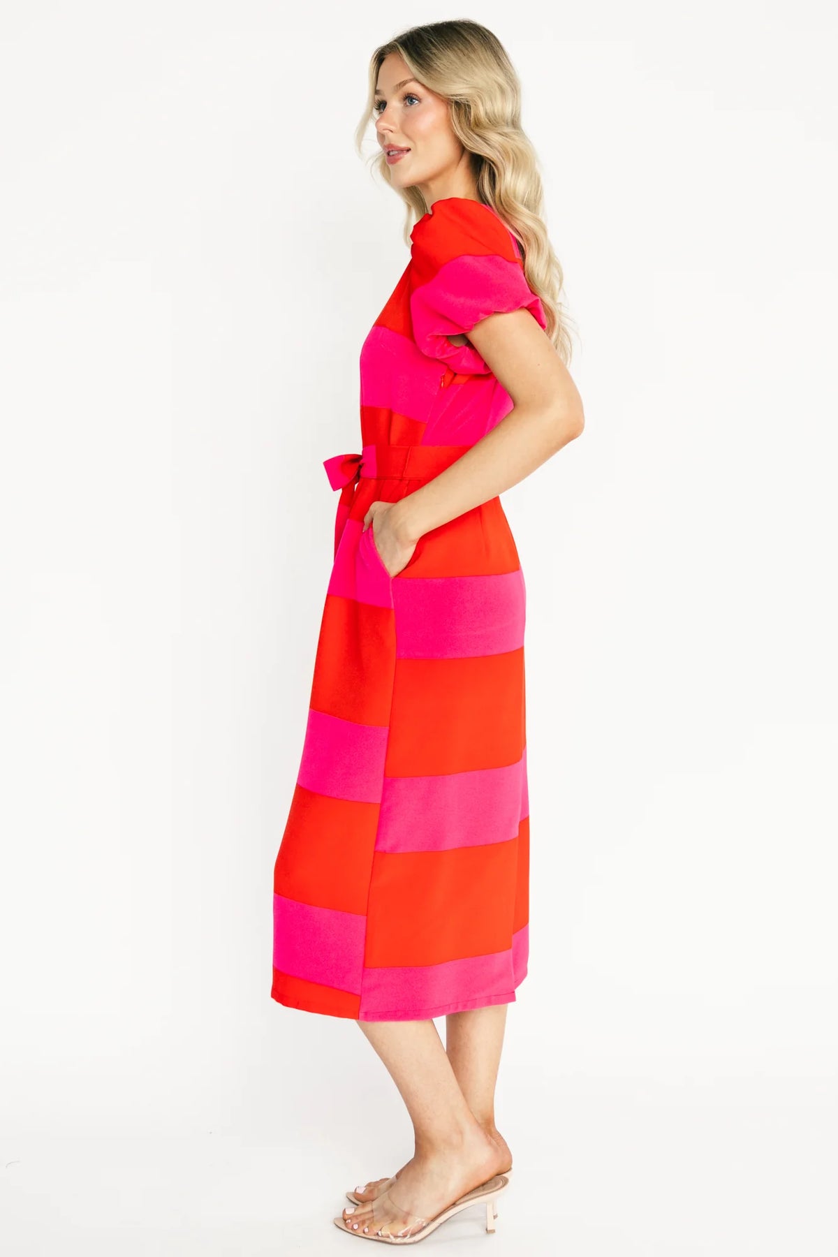 Andi Striped Midi Dress | Red + Pink