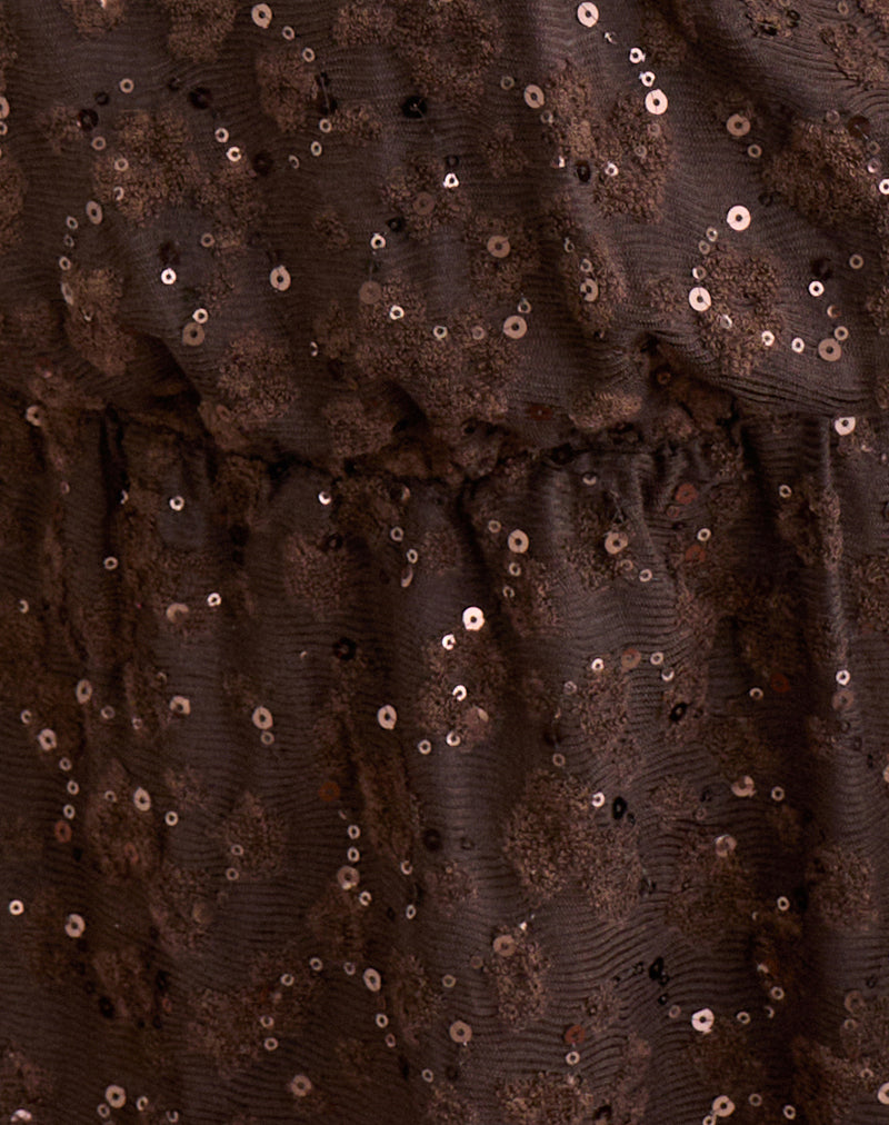 Belly Racerback Mini Dress in Sequin Knit Brown
