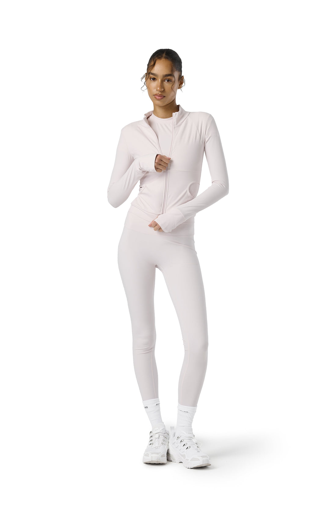 Active Zip Up Top in Soft Pink