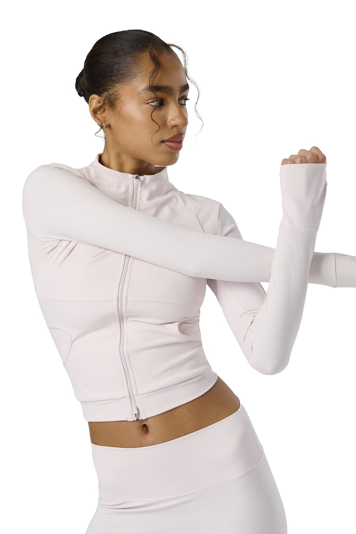 Active Zip Up Top in Soft Pink