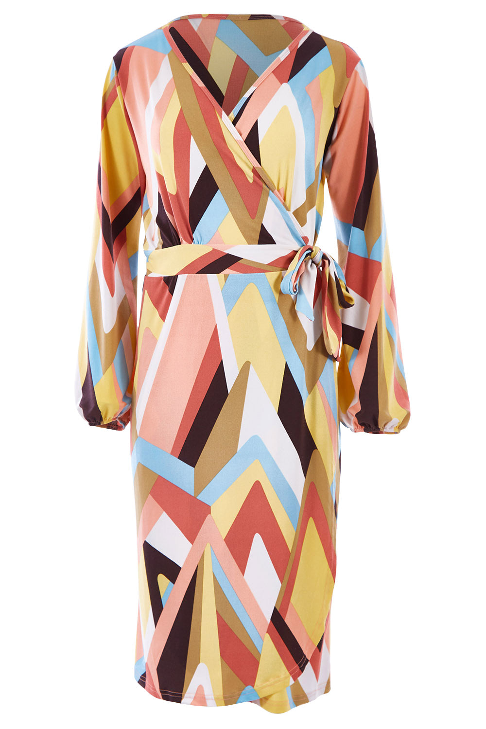 Belle Pastel Geometric Wrap Dress - Pastel