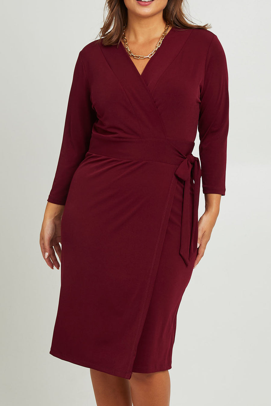 Belle Basic Wrap Dress - Shiraz