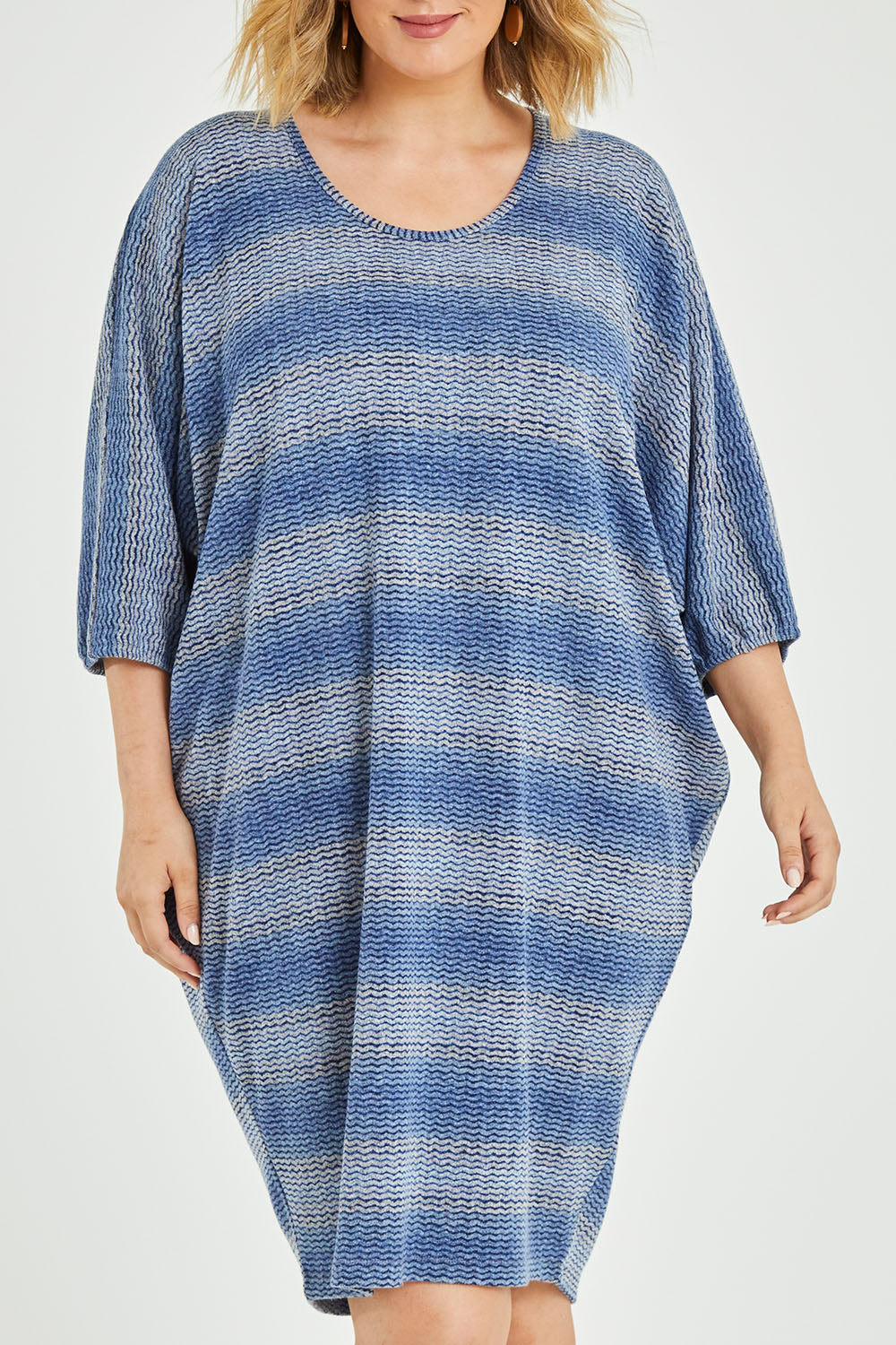 Belle Side Drape Stripe Dress - Stripe