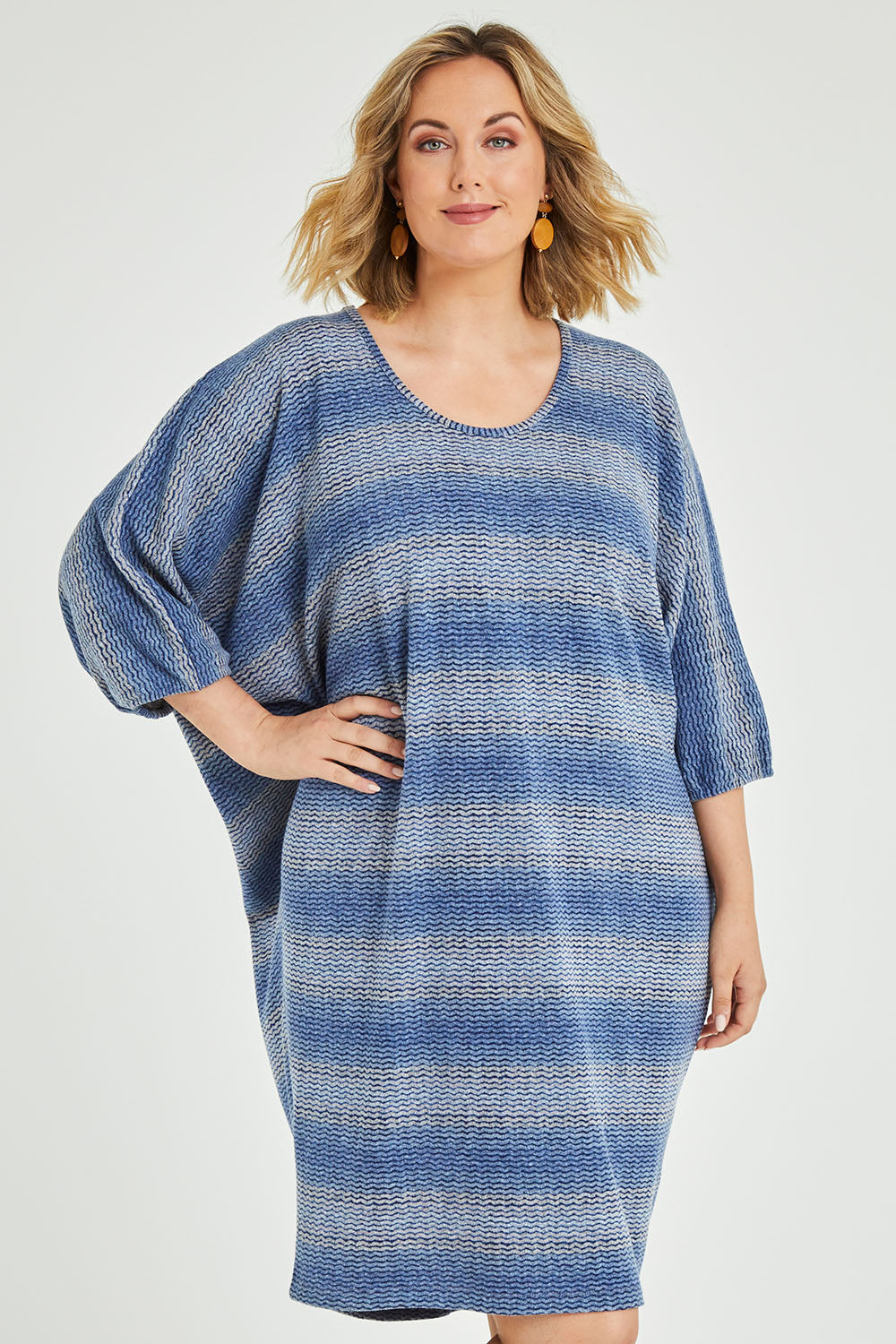 Belle Side Drape Stripe Dress - Stripe