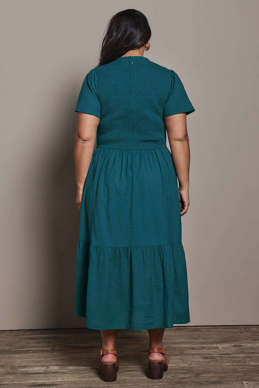 Belle Cotton Shirred Bodice Dress - Deepocean