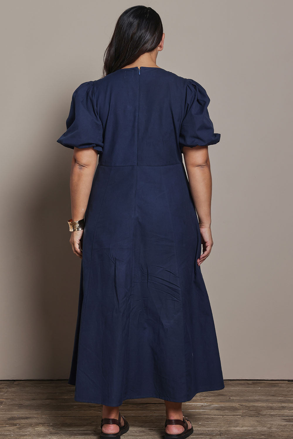 Belle Twist Knot Detail Cotton Dress - Darknavy