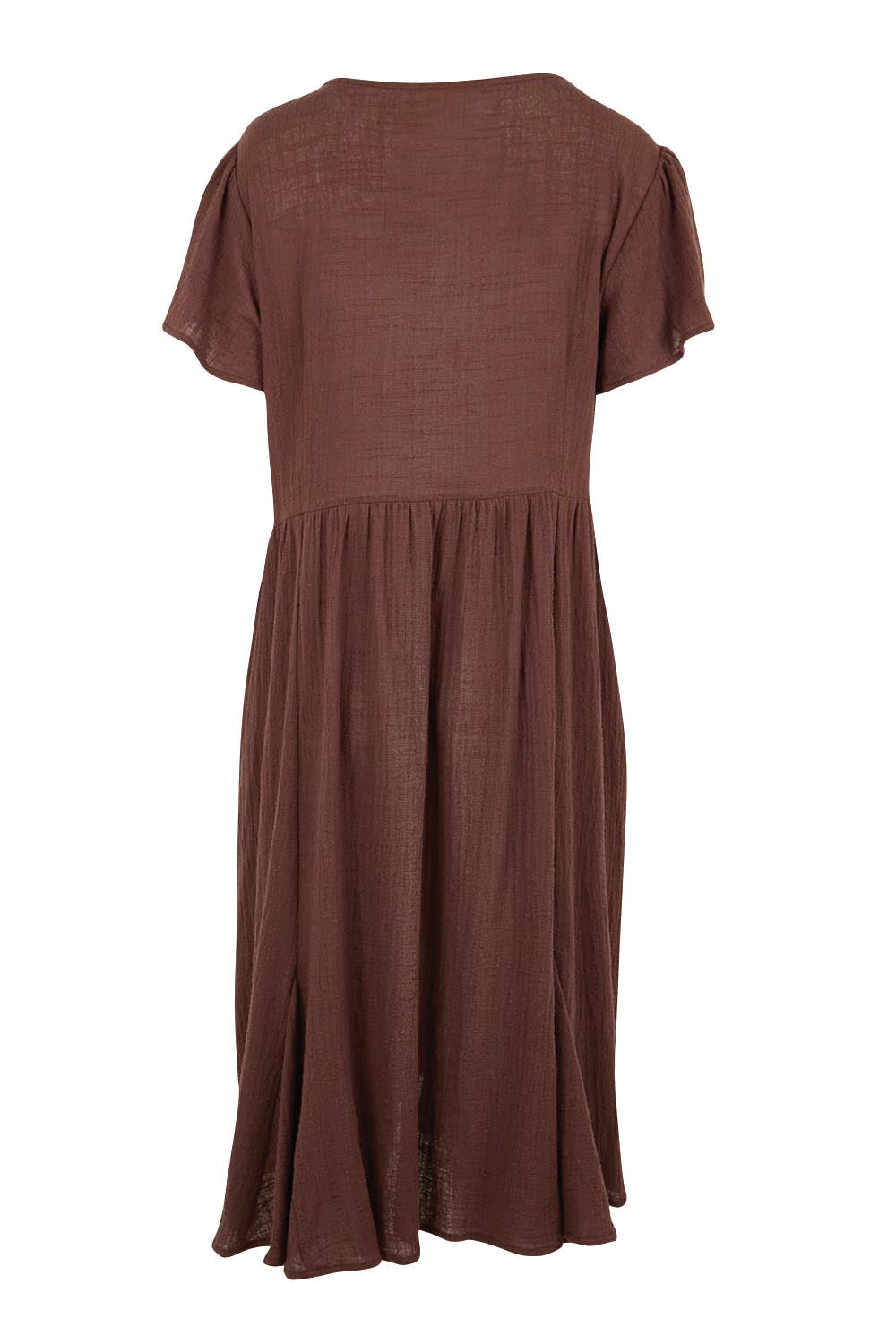 Cute As A Button Cotton Midi Dress – Chocolate
