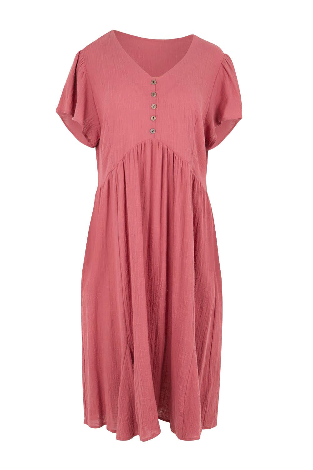 Cute As A Button Cotton Midi Dress – Dustyrose