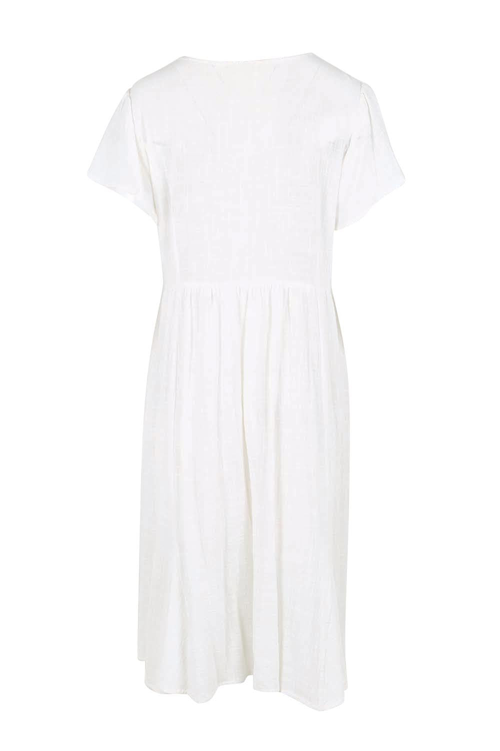 Cute As A Button Cotton Midi Dress – White
