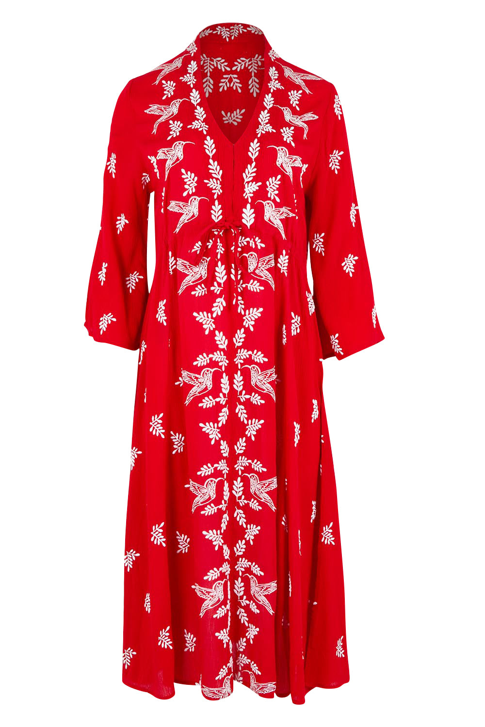 Dancing With Birds Midi Dress - Scarlet