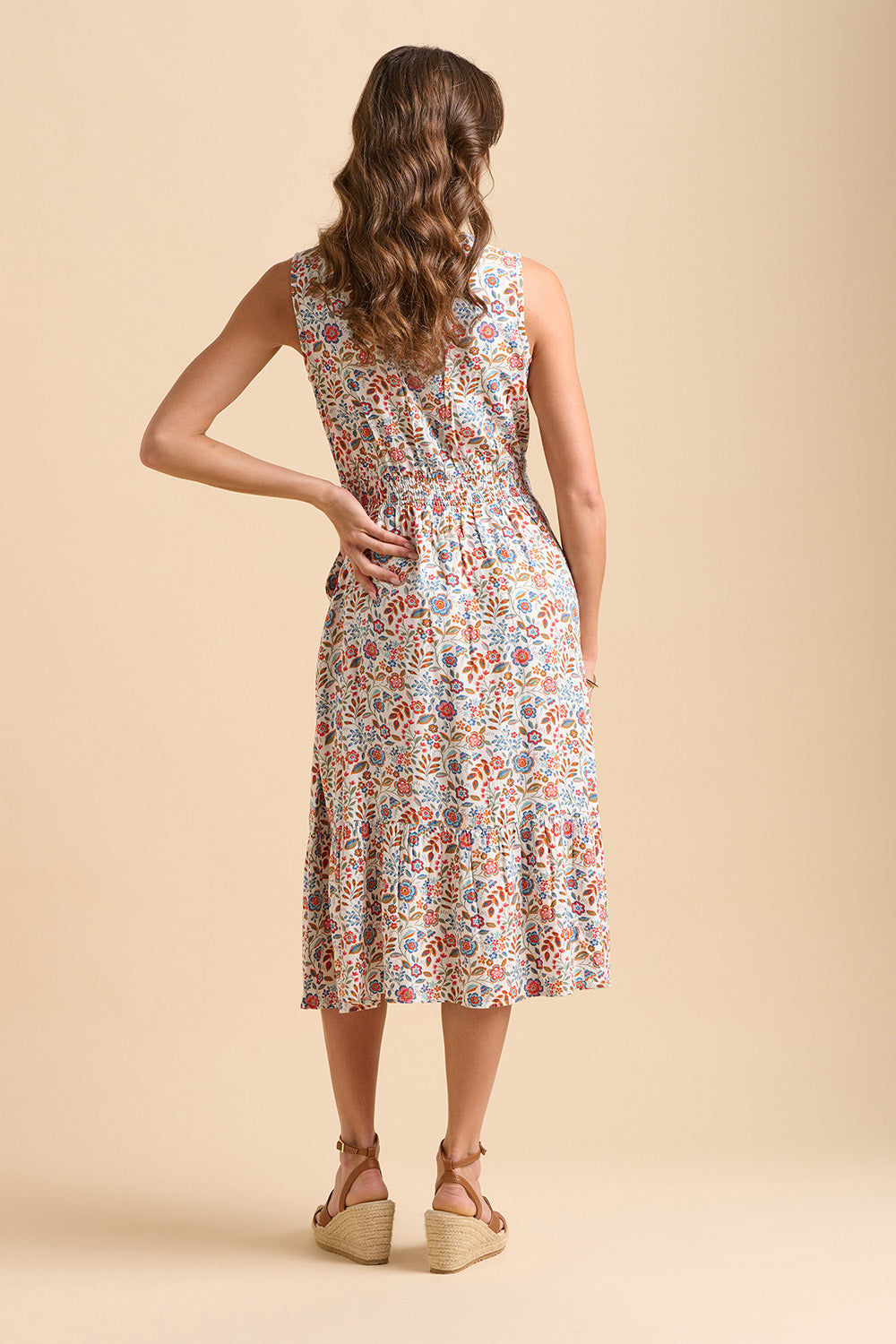 Cream Secret Garden Midi Dress - Multi